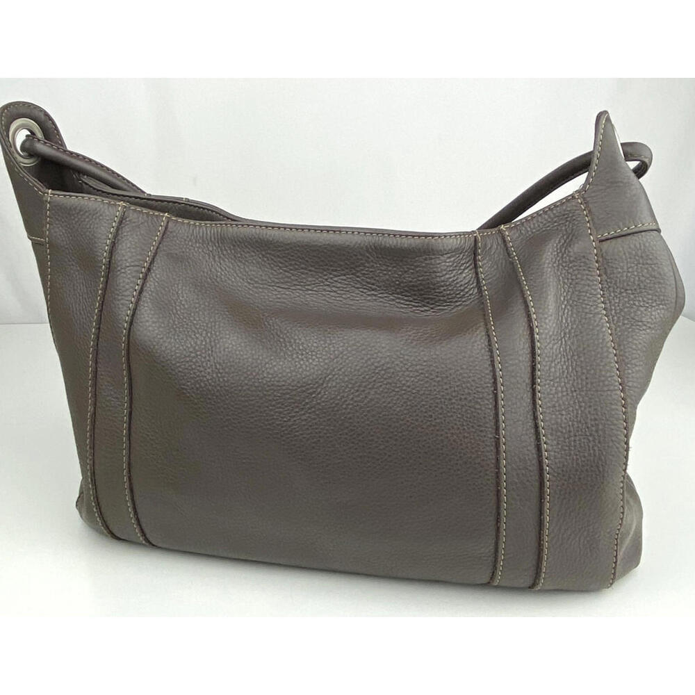 j.jill Leather Purse Pebbled Shoulder Bag Textured Brown Minimalist Lined EUC
